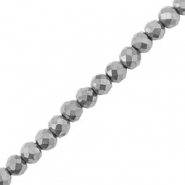 Hämatit Perlen Rund 3mm Facett geschliffen Silver