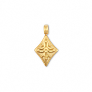 Stainless Steel - Rostfrei Stahl Anhänger Rhombus mit blume Gold