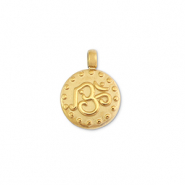 Stainless Steel - Rostfrei Stahl Anhänger Rund mit indischem Zeichen Gold