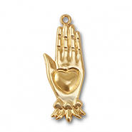 Metall Anhänger Hand mit Herz Gold