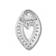 Metall Anhänger Oval mit Herz Silver