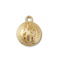 Metall Anhänger Rund mit Heiligenfigur Gold