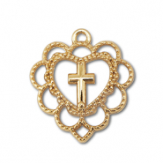 Metall Anhänger Herz mit Kreuz Gold