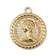 Metall Anhänger Rund mit Queen Elisabeth Gold
