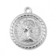 Metall Anhänger Rund mit Queen Elisabeth Silver