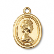 Metall Anhänger Oval mit Queen Elisabeth Gold