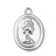 Metall Anhänger Oval mit Queen Elisabeth Silver
