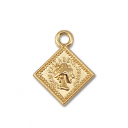 Metall Anhänger Rhombus mit Queen Elisabeth Gold