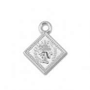 Metall Anhänger Rhombus mit Queen Elisabeth Silver