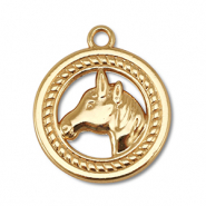 Metall Anhänger Rund mit Pferd Gold