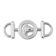 Metall Anhänger Zwischenstück Runde mit Pferd Silver