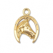 Metall Anhänger Hufeisen mit Pferd Gold
