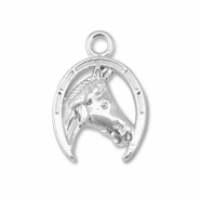 Metall Anhänger Hufeisen mit Pferd Silver
