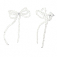 Trendy Ohrringe/Ohrstecker Perlen Schleife White-silver