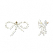 Trendy Ohrringe/Ohrstecker Perlen Schleife White-gold
