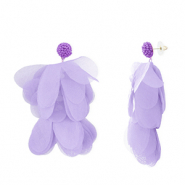 Trendy Ohrringe/Ohrstecker Chiffon Blume Lavender-gold