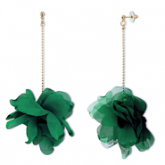 Trendy Ohrringe/Ohrstecker Chiffon Blume Dark green-gold