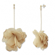 Trendy Ohrringe/Ohrstecker Chiffon Blume Beige brown-gold