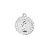 Metall Anhänger Rund mit Queen Elisabeth Silver