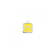 Stainless Steel - Rostfrei Stahl Anhänger Viereck mit Smiley Silver-yellow