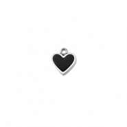 Stainless Steel - Rostfrei Stahl Anhänger Herz Silver-black