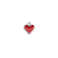 Stainless Steel - Rostfrei Stahl Anhänger Herz Silver-red