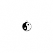 Stainless Steel - Rostfrei Stahl Anhänger Rund Yin & Yang Silver-black-white