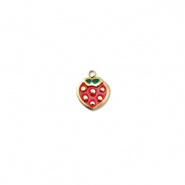 Stainless Steel - Rostfrei Stahl Anhänger Erdbeere Gold-red-green