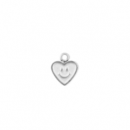 Stainless Steel - Rostfrei Stahl Anhänger Herz mit Smiley Silver