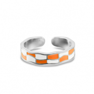 Ringe aus Stainless Steel - Rostfreiem Stahl Blockmuster Silver