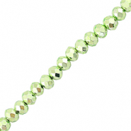Top Glas Facett Perlen 4x3mm Rondellen Metallic green