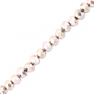 Top Glas Facett Perlen 4x3mm Rondellen Metallic light pink