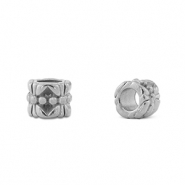Stainless steel - Rostfrei Stahl Perlen Rondell Blume Silver