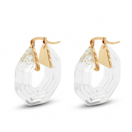 Trendy Resin Ohrringe Hexagon Gold-transparent