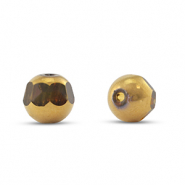 Glasperlen Rund Yellow transparent-gold