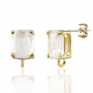 Ohrringe / Ohrstecker aus Kristallglas mit Öse Rechteck Crystal-gold