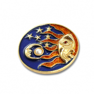 Broschen Sonne, Mond & Stern Gold-blue-orange