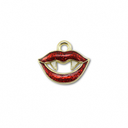 Metall Anh&auml;nger Vampirmund Gold-red