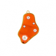 Resin Anhänger Irregular mit Perlen Gold-orange-white