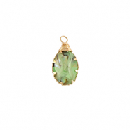 Resin Anhänger mit Imitation Muschel Oval Gold-ocean green