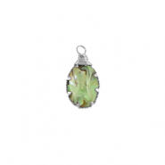 Resin Anhänger mit Imitation Muschel Oval Silver-ocean green