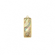 Resin Anhänger mit Imitation Muschel Rechteck Gold-taupe