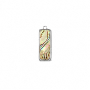 Resin Anhänger mit Imitation Muschel Rechteck Silver-taupe