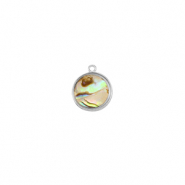 Resin Anhänger mit Imitation Muschel Rund Silver-taupe
