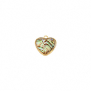 Resin Anhänger mit Imitation Muschel Herz Gold-ocean green