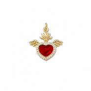 Brass TQ Metall Anhänger Hertz mit Flügel Gold-red