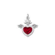 Brass TQ Metall Anhänger Hertz mit Flügel Silver-red
