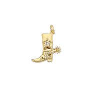 Brass TQ Metall Anhänger Cowboystiefel mit Sporen Gold