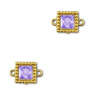Stainless Steel - Rostfrei Stahl Zwischenstücke Zirkonia Viereck Gold-purple