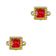 Stainless Steel - Rostfrei Stahl Zwischenstücke Zirkonia Viereck Gold-red